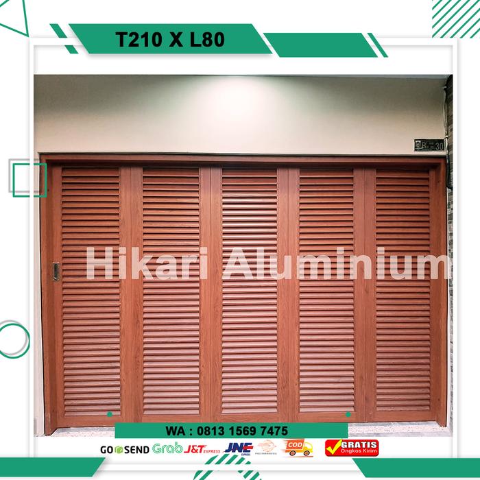 Jual Pintu Lipat Aluminium Motif Serat Kayu Frame Jalusi, Pintu Bagasi