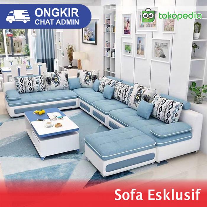 Gambar SOFA MINIMALIS RUANG TAMU | SOFA U UNIK FREE PERMADANI - Biru dari Sofa eksklusif undefined Tokopedia