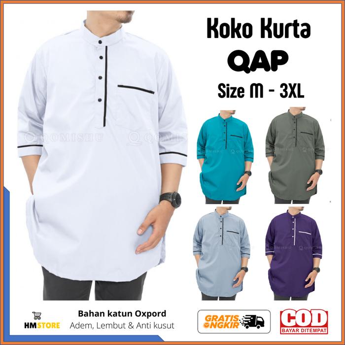 Gambar Kurta pakistan / Fashion muslim pria/ Baju koko pria/Kurta Qap Qomishu - Putih, L dari Hasan Muslim Store undefined Tokopedia
