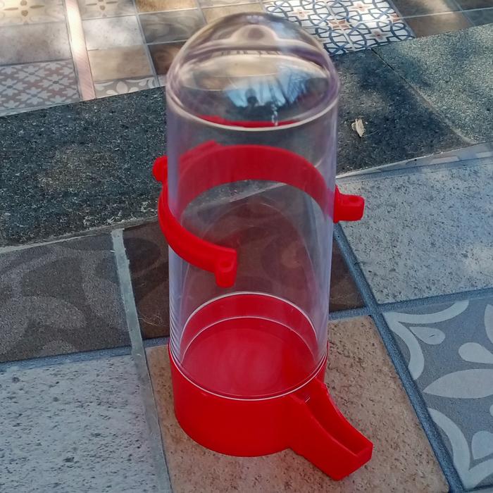 Gambar DISPENSER TABUNG JUMBO KEPALA KECIL TEMPAT PAKAN MINUM BURUNG HAMSTER - Merah dari Arnots Parrots Cirebon undefined Tokopedia