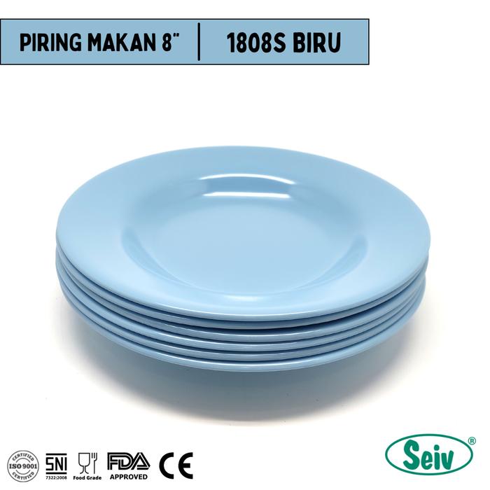 Gambar 6 Pcs, Onyx Seiv, Piring Makan Cekung 8 inch: Melamin, Aman untuk Makanan, Halal, 1808S Polos - Biru dari Onyx Melamin undefined Tokopedia