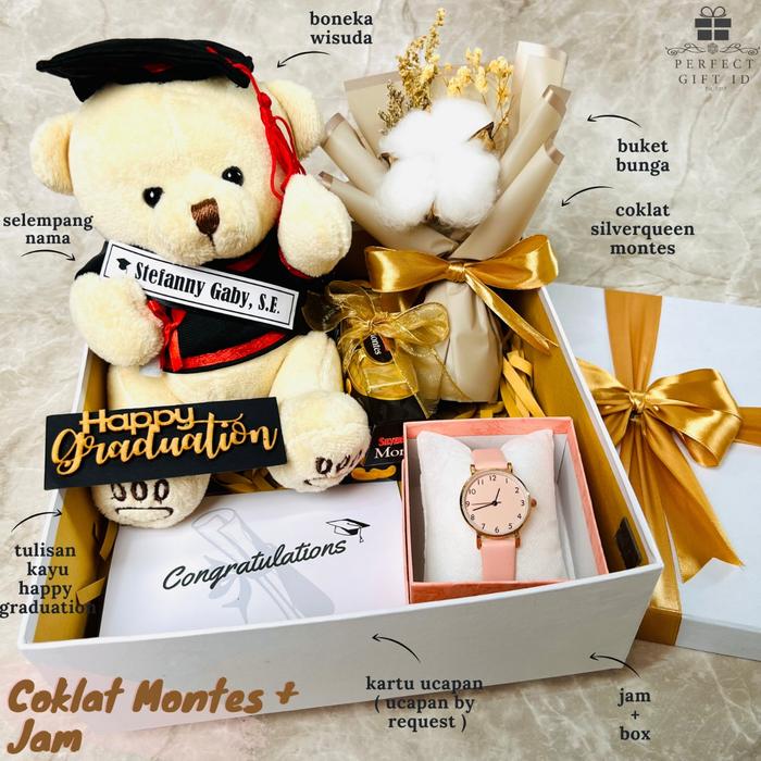 Gambar HADIAH WISUDA / KADO WISUDA / HAMPERS WISUDA / HAMPERS GRADUATION - + Coklat + Jam, Kuning dari Perfect Gift ID undefined Tokopedia