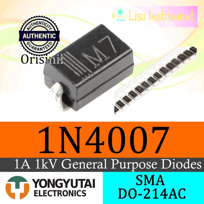 Gambar 1N4007 IN4007 4007 M7 DO-214AC SMA SMD SMT Diode - Yongyutai dari Lisu Instruments undefined Tokopedia