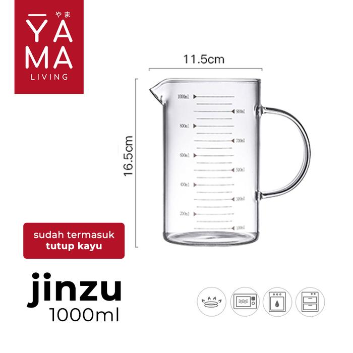 Gambar YAMA JINZU Measuring Oil Bottle Glass Botol Minyak Goreng Tahan Panas - 1 Liter dari Yama Living undefined Tokopedia