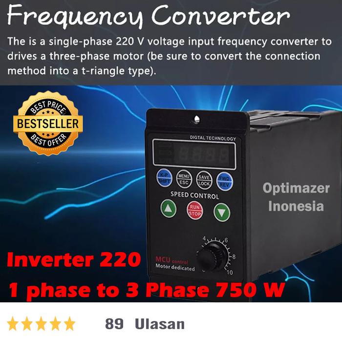 Gambar Inverter AC to AC Variable Motor 750w Input 1 Phase Output 3 Phase AC - 750W dari Optimazer Indonesia undefined Tokopedia