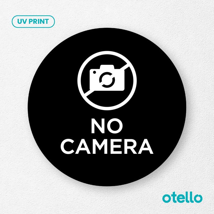 Gambar No Camera Sign Board Akrilik Dilarang Mengambil Foto Acrylic Signage - Bulat Hitam, 15 cm dari Otello Studio undefined Tokopedia
