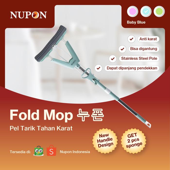 Gambar NUPON Alat Pel Pembersih Lantai Fold Mop Stainless Anti Karat - Baby Blue, 1 Sponge dari Nupon Shop undefined Tokopedia
