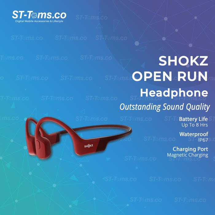 Gambar Shokz OpenRun Open-Ear Bluetooth Bone Conduction Sport Headphones - Red dari ST-Toms.co undefined Tokopedia