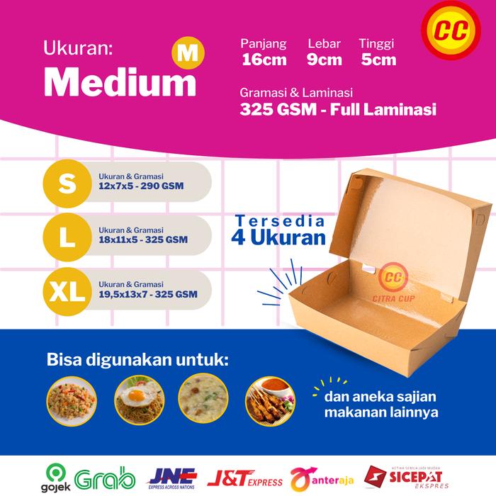 Gambar PAPER LUNCH BOX SIZE S,M,L,XL BAHAN KRAFT FULL LAMINASI - LUNCHBOX - M dari CITRA CUP undefined Tokopedia