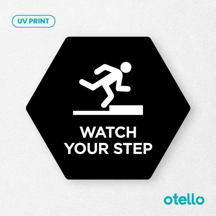 Gambar Watch Your Step Signage Acrylic Sign Board Akrilik Papan Label Ruangan - Hexa Hitam, 25 cm dari Otello Studio undefined Tokopedia