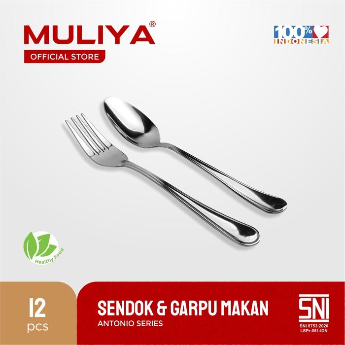 Gambar Sendok & Garpu Makan Antonio Mirror Finish Muliya (12 Pcs) dari Muliya Cookware undefined Tokopedia