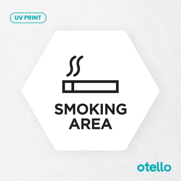 Gambar Smoking Area Acrylic Sign Board Akrilik Papan Label Sticker UV Rambu - Hexa Putih, 20 cm dari Otello Studio undefined Tokopedia