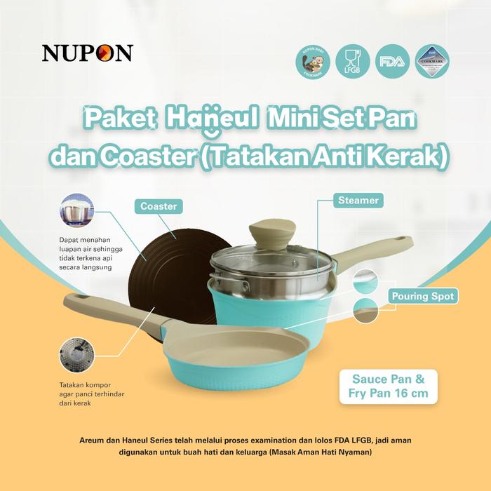 Gambar Panci Mpasi NUPON Haneul Mini Set Pan include steamer induction bottom - Powder Blue, +Silicone Ladle dari Nupon Shop undefined Tokopedia