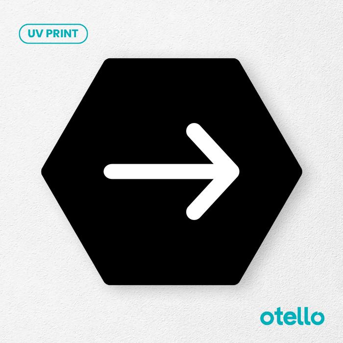 Gambar Arah Tanda Panah Kanan Petunjuk Signage Acrylic Sign Board Akrilik - Hexa Hitam, 30 cm dari Otello Studio undefined Tokopedia