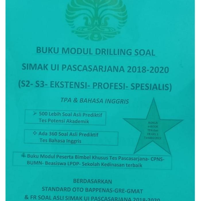 Gambar Buku Drilling Soal SIMAK UI PASCASARJANA(S2-S3-Profesi-Spesialis) 2021 - Hijau dari winnershop10 undefined Tokopedia