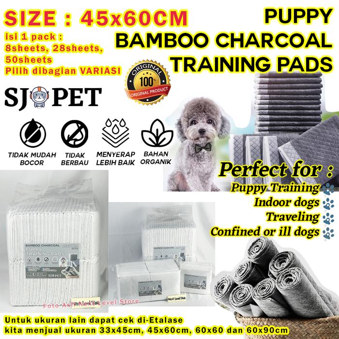 Gambar 45x60cm Charcoal Bamboo Pet Training Pad Diaper Dog 45x60 8/28/50pcs - 8 Sheets dari Next Level Store undefined Tokopedia