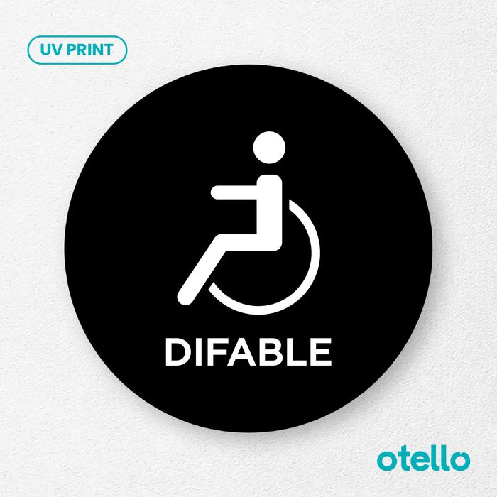 Gambar Difable Toilet Sign Board Acrylic Bulat Signage Label Akrilik WC Icon - Bulat Hitam, 20 cm dari Otello Studio undefined Tokopedia