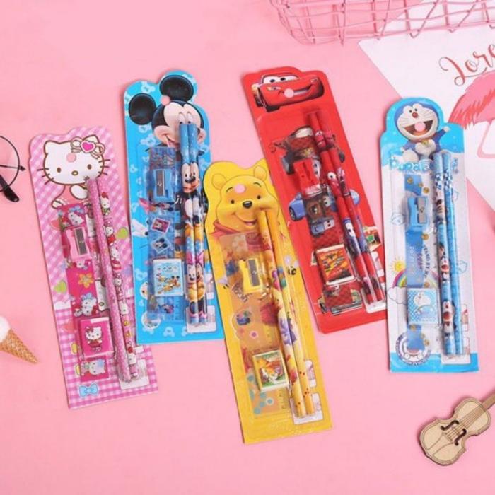 Gambar MINI STATIONERY SET ALAT TULIS SEKOLAH 5 in 1 KARAKTER LUCU dari metro_tc undefined Tokopedia