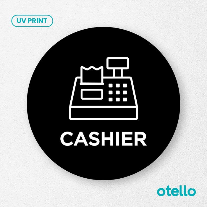 Gambar Cashier Sign Board Kasir Acrylic Signage Sticker Label Papan Akrilik - Bulat Hitam, 15 cm dari Otello Studio undefined Tokopedia