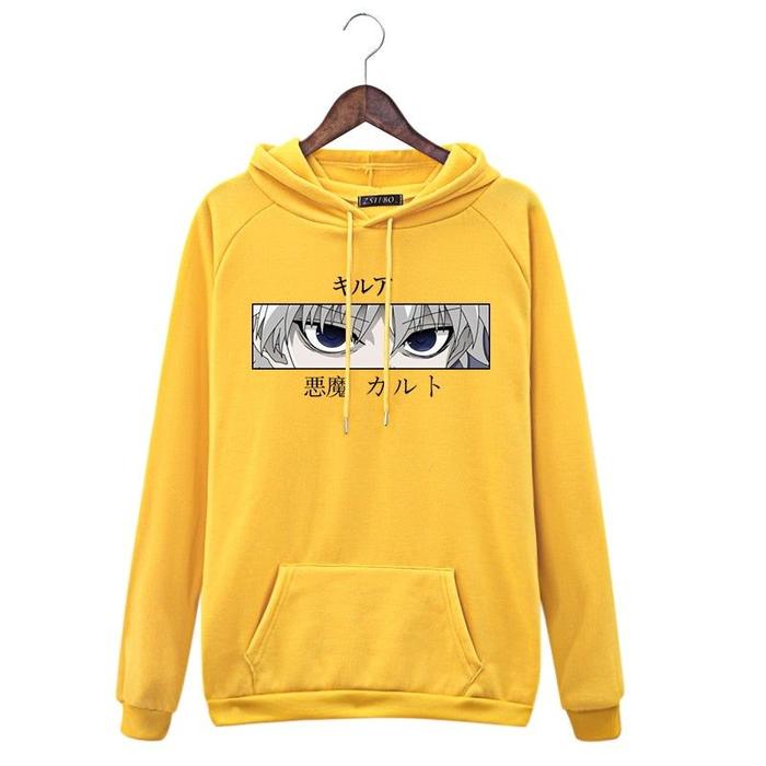 Gambar Sweater HUNTER x HUNTER Oblong Hoodie KILLUA EYES Jumper Anime HXH - Kuning, M dari Black Store INC undefined Tokopedia