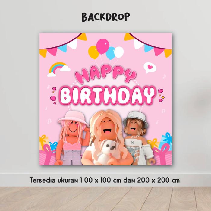 Gambar BACKDROP ROBLOX BANNER DEKORASI SPANDUK ROBLOX HAPPY BIRTHDAY ULTAH - TANPA NAMA (G), 100 x 100 cm dari Scarllet Party undefined Tokopedia