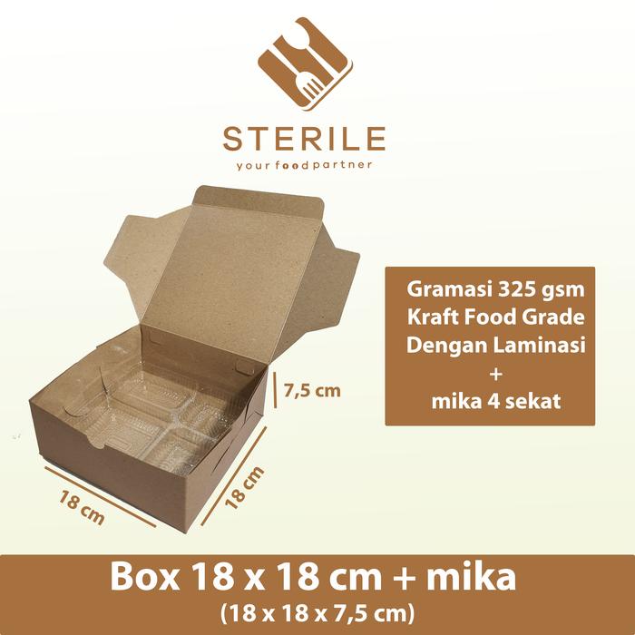 Gambar dus nasi 18x18 cm TEBAL 325 gsm + mika 4 sekat / catering box / kotak - Laminasi+mika dari Sterile ID undefined Tokopedia