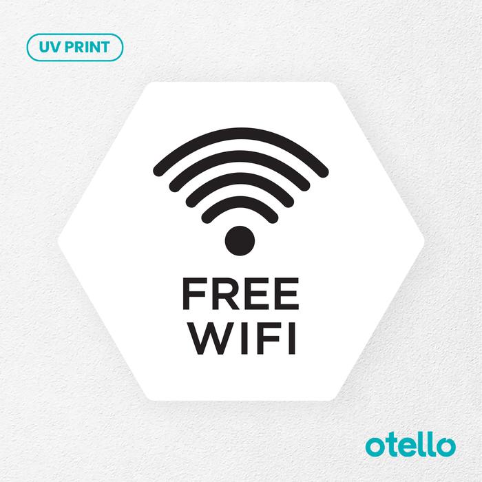 Gambar Free Wifi Sign Board Gratis Wi-Fi Acrylic Signage Akrilik Label Stiker - Hexa Putih, 25 cm dari Otello Studio undefined Tokopedia