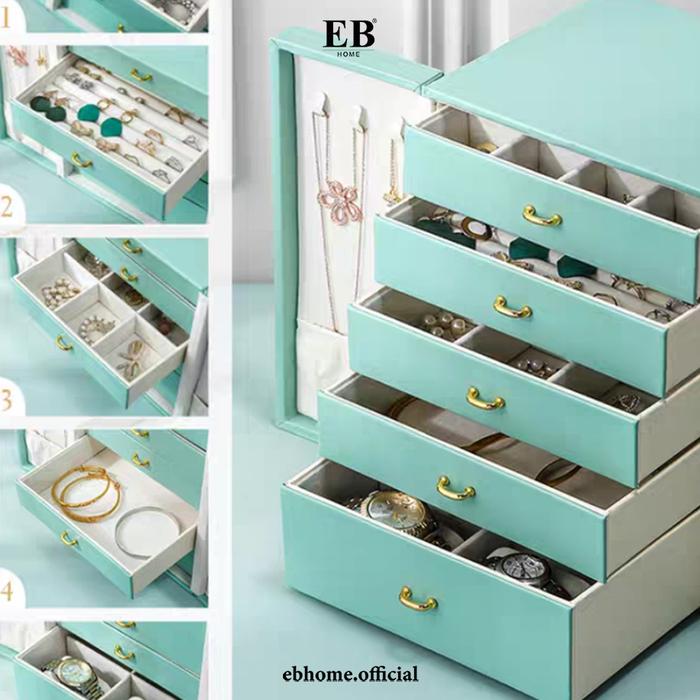 Gambar Kotak Penyimpanan Laci Susun / Functional Jewelry Box EB Home 242/1-3 - 3.Biru dari EB Home Decor & Living undefined Tokopedia