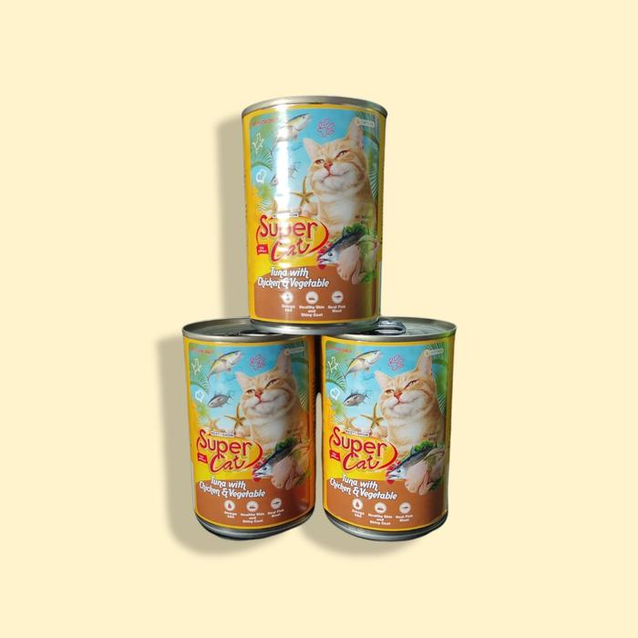 Gambar MAKANAN BASAH WET FOOD SUPER CAT KALENG 400GR - ChickenVegetabl dari Y - Petshop undefined Tokopedia