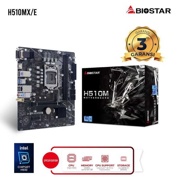 Biostar H510mxe 20 Ver 60 Motherboard Intel H510 Lga 1200 Ddr4