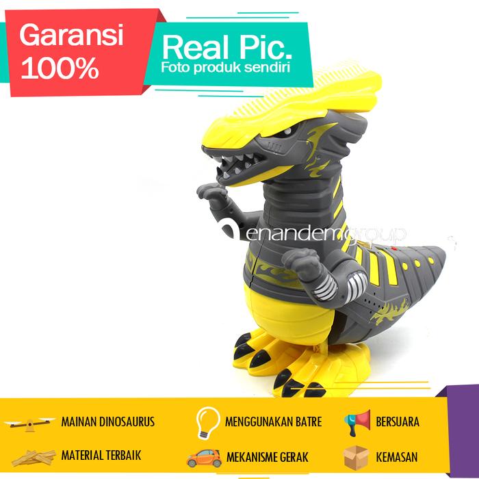 Gambar Mainan Anak Laki Laki Robot Dinosaurus Dance Bergerak Bersuara LED - Kuning dari enandemshop undefined Tokopedia