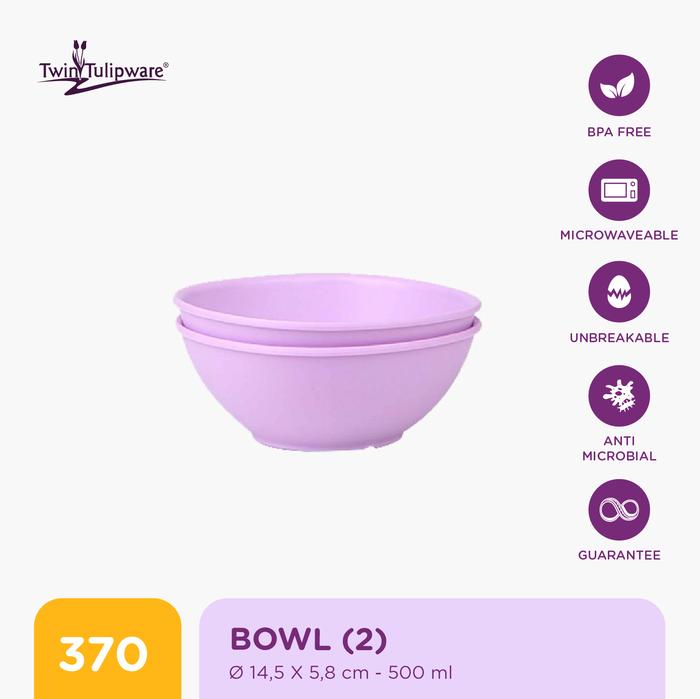 Gambar Mangkok Makan Twin Tulipware Bowl 500 ML (Set of 2) - Vio dari Twin Tulipware Indonesia undefined Tokopedia