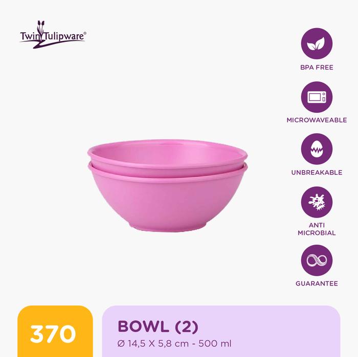 Gambar Mangkok Makan Twin Tulipware Bowl 500 ML (Set of 2) - Pink Lady dari Twin Tulipware Indonesia undefined Tokopedia