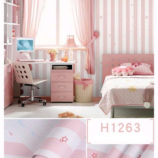 Gambar Wallpaper Sticker Dinding Motif Salur Pink Bintang 45cm x 10m   Kamar Pvc Kertas - Pink dari Fando's Store undefined Tokopedia