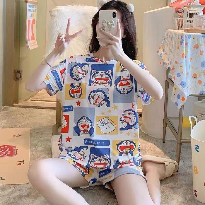 Gambar Piyama Impor Wanita Celana Pendek Baju Tidur Lengan Pendek Kartun - Doraemon dari Pynibeautyshop Tokopedia undefined Tokopedia