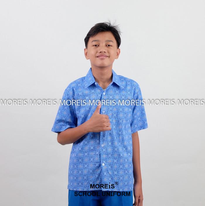Gambar Seragam Baju Batik SD/MI/TK/PAUD JM Biru 003 - 5 dari moreis. undefined Tokopedia