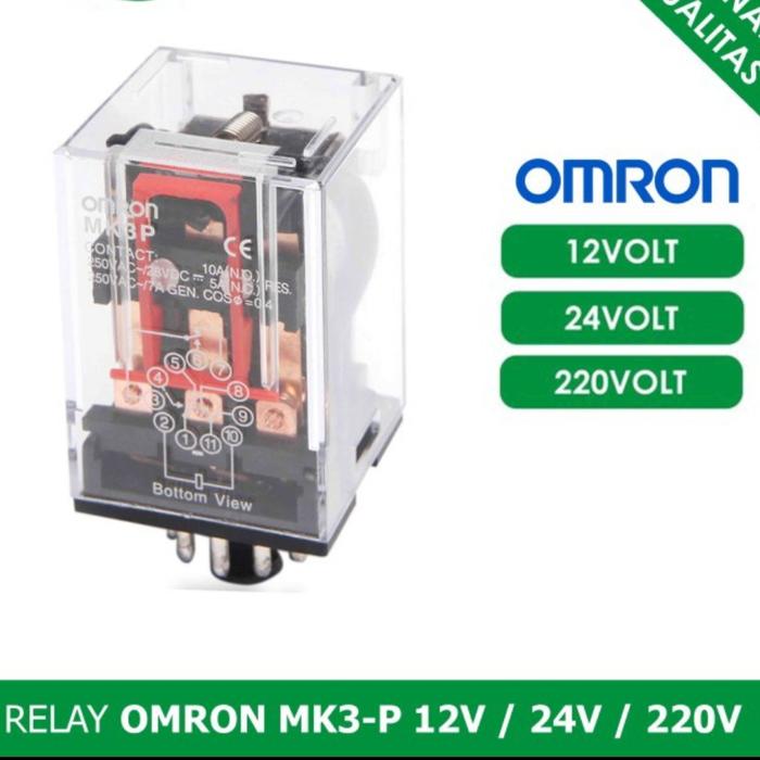 Relay + Socket Omron MKP3P-N Voltage 12v 24v 220v 10A High Perfomance - 220v