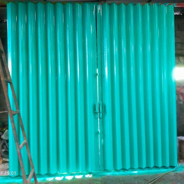 Gambar pintu besi harmonika/folding gate/kanopi/ pagar minimalis - Hijau dari artomorostell undefined Tokopedia