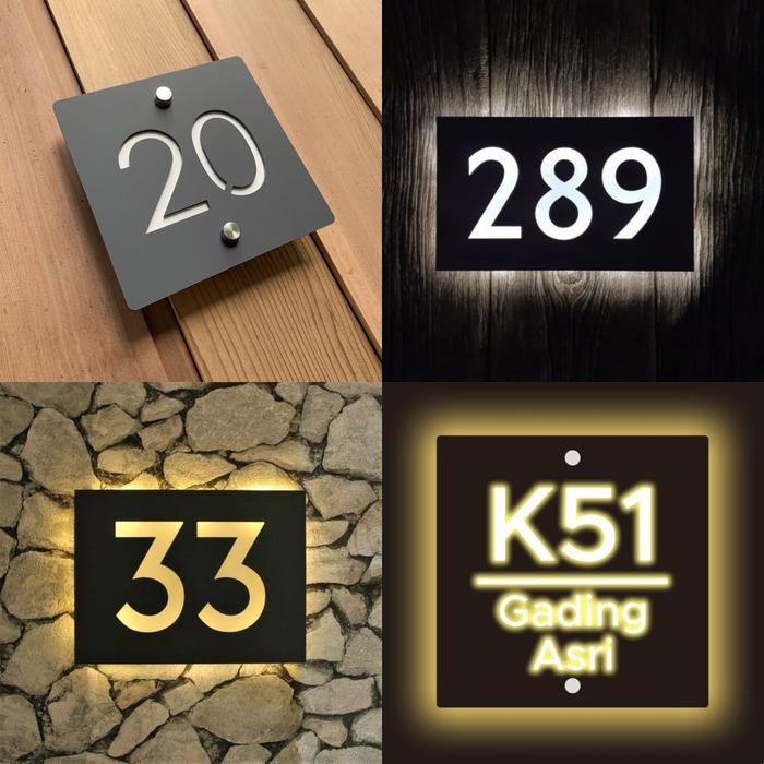 Gambar NOMOR RUMAH KOST, NOMOR KOST ACRYLIC, NOMOR RUMAH, NOMOR RUMAH AKRILIK - LED + NO RUMAH, 15 x 15 cm dari DS COVER CAR undefined Tokopedia