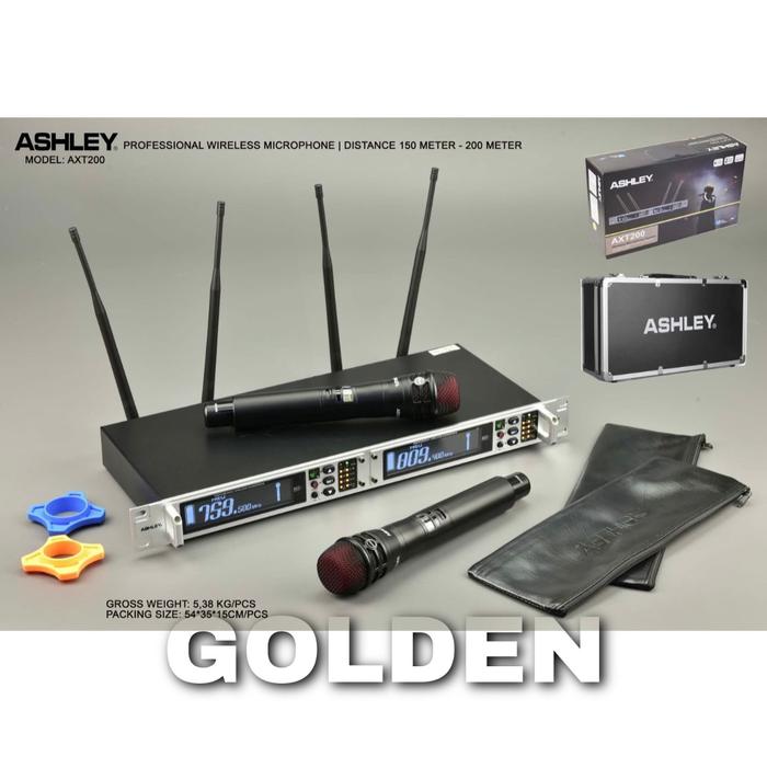 Gambar Mic Wireless Ashley AXT 200 Original MultiChannel - Hitam dari GOLDEN MUSIC undefined Tokopedia