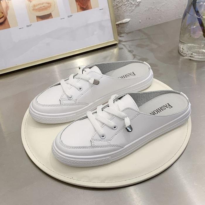 Gambar SEPATU SANDAL SELOP WANITA WHITE SNEAKERS POLOS PUTIH IMPORT KOREA ORI - White, 36 dari Tasmurah Ok New Generation undefined Tokopedia