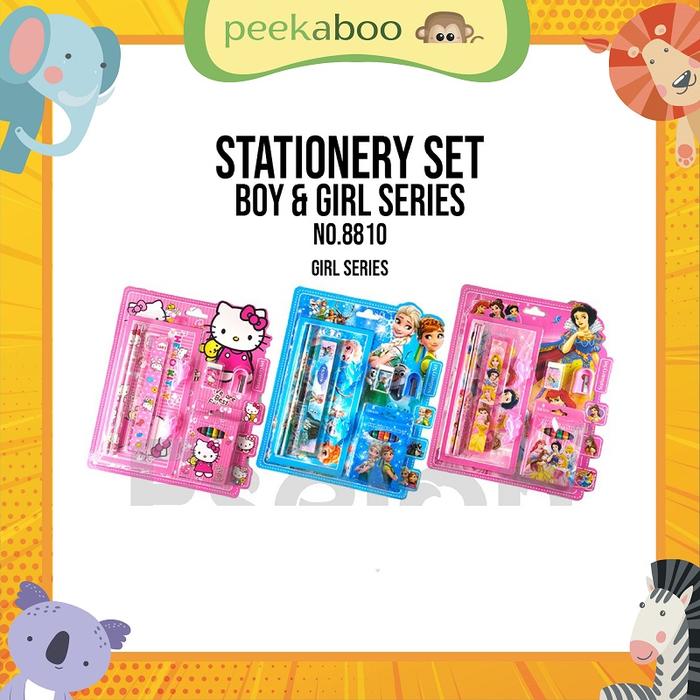 Gambar Paket Alat Tulis 9in1 Mewarnai / Paket Alat Tulis Karakter Set 8810 - GIRL dari Peekaboo Baby Stuff undefined Tokopedia