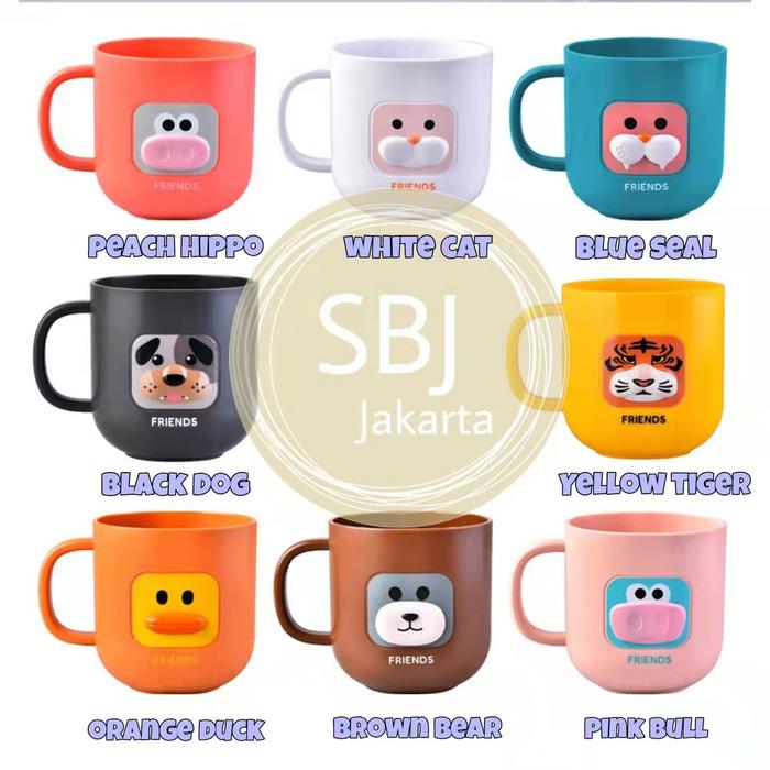 Gambar Mug Gelas Cangkir Plastik anak Lucu PP Food Grade BPA FREE 320ml - WHITE dari Sbj-Jakarta undefined Tokopedia