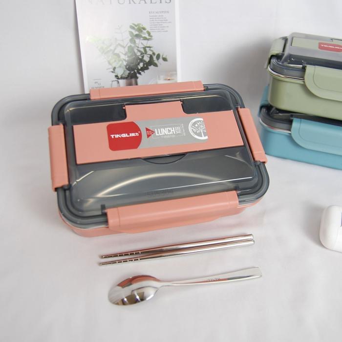 Gambar Lunchbox Tingli Lunch box Kotak Bekal Stainless Sekat 3 Volume 480ml - Salem dari Bakul Bekal undefined Tokopedia