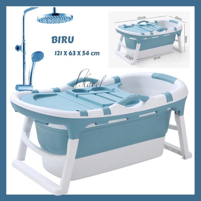 Gambar Foldable Bathtub 121 Kolam Bak mandi bisa di lipat - Biru Muda dari kaeelshop undefined Tokopedia