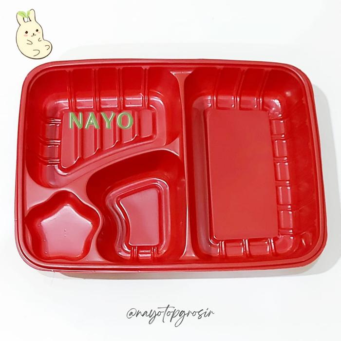Gambar Bento mika 4 sekat/ Tray bento/ Tempat makan - Merah dari Nayo Topgrosir undefined Tokopedia