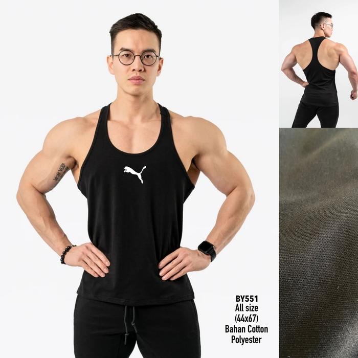 Gambar Singlet Gym Fitness Olahraga Pria Murah Nyaman Cotton Polyester - BY551 dari G&amp;A Sportswear undefined Tokopedia