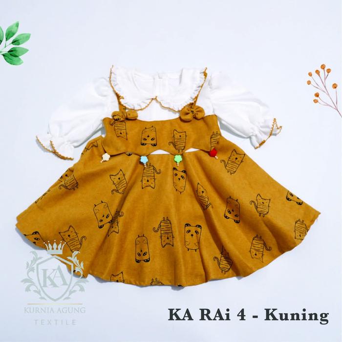 Gambar Baju Bayi Perempuan Gaun Balita Dress Bayi 0- 18 bulan KA-RAi 4 - Kuning dari Toko Kain Kurnia Agung undefined Tokopedia