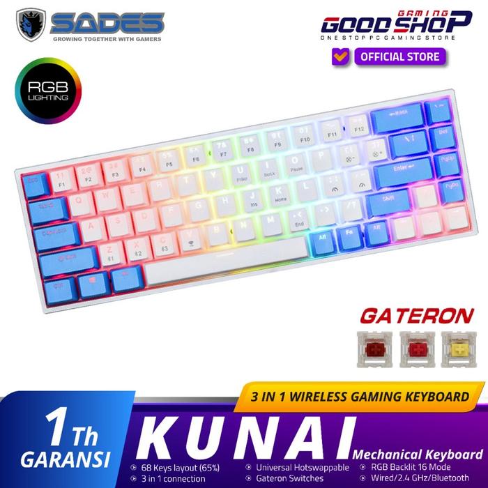 Gambar Sades Kunai 3 in 1 Connection Mechanical - Gaming Keyboard - White Blue, Yellow Switch dari GOODGAMINGSHOP undefined Tokopedia