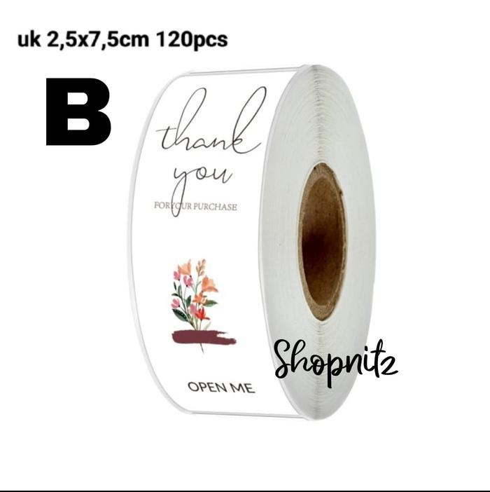 Gambar Stiker Label Thank You Sticker Persegi Panjang OPEN ME Putih Kotak - Motif B dari Shopnitz undefined Tokopedia